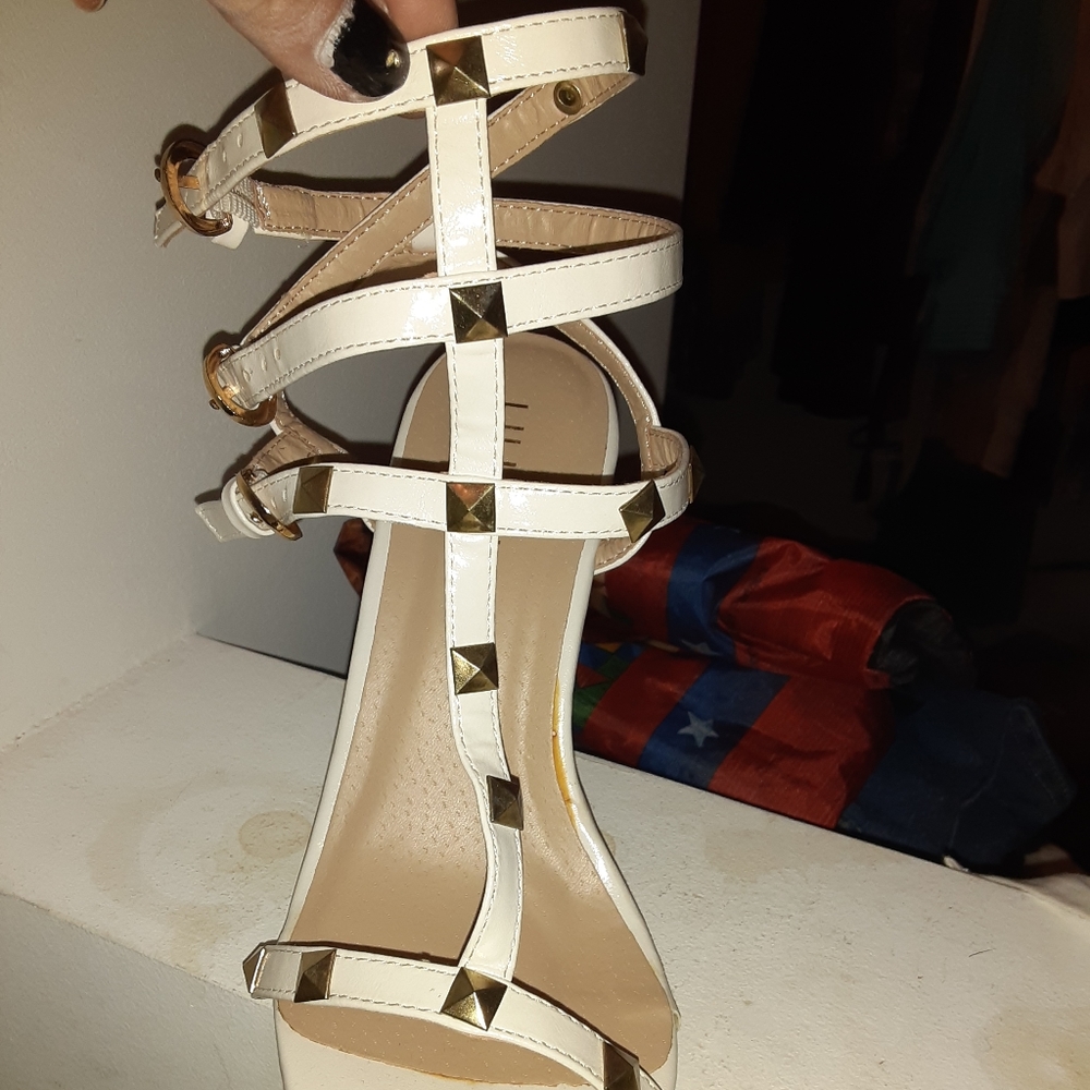 Liliana white & gold wedge (#13)